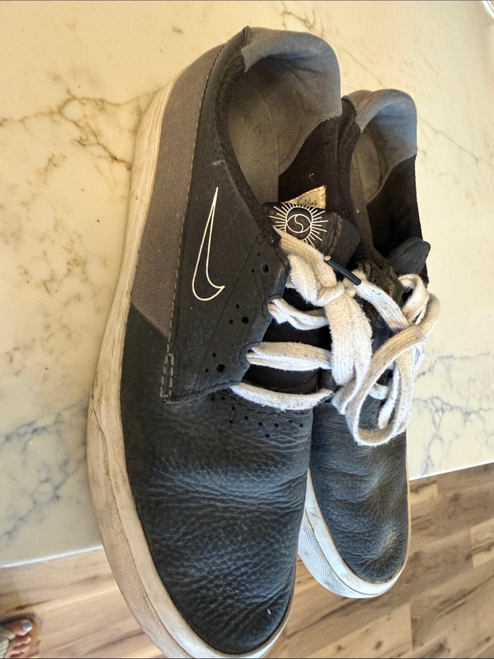 Nike Black and Gray Low-Top Sneakers with White Laces